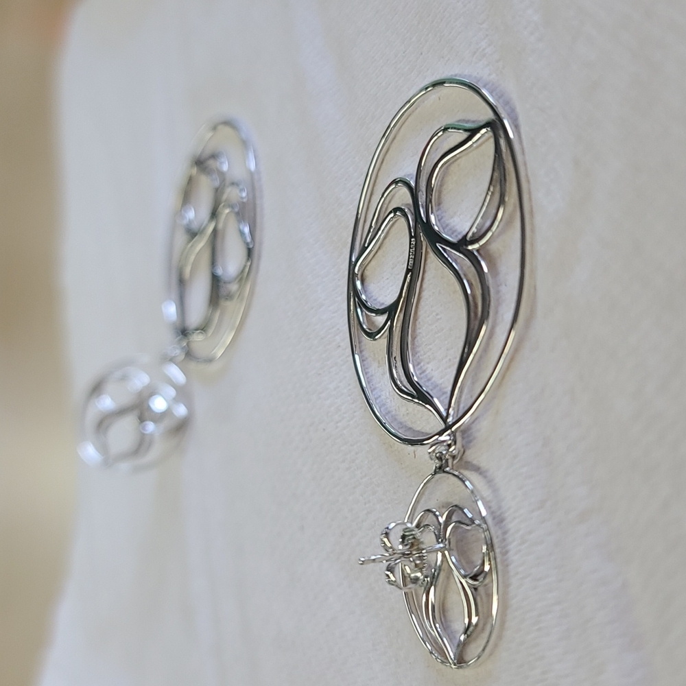 Extra Large Silver Ritani logo earrings - Picture 2 of 2